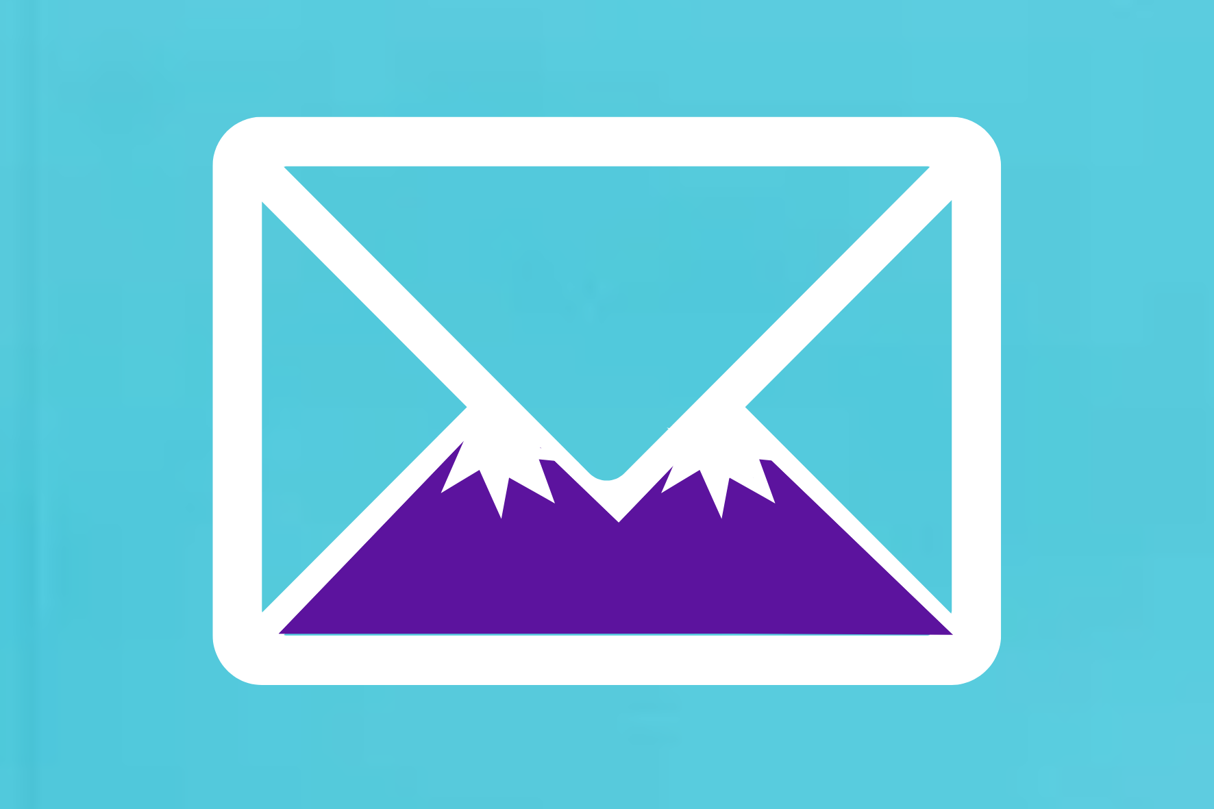 A blue envelope that has a mountain embedded into it.