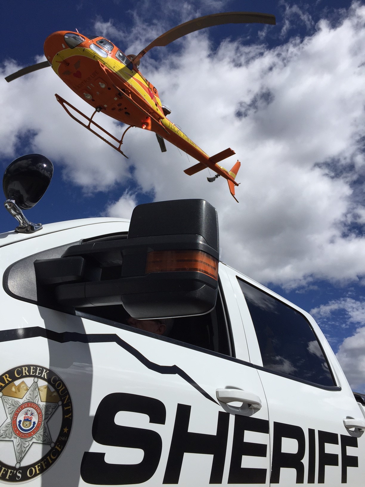 Safety truck and flights flying